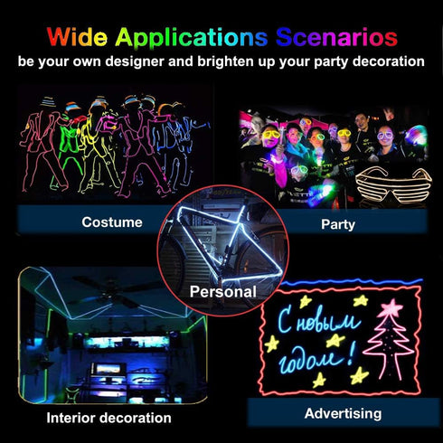 MaxLax EL Wire Orange, 9.8ft/3m Portable Battery Pack Neon Light Strip 360° Cuttable Glowing Rope Lights for Parties, Halloween, DIY Decoration...