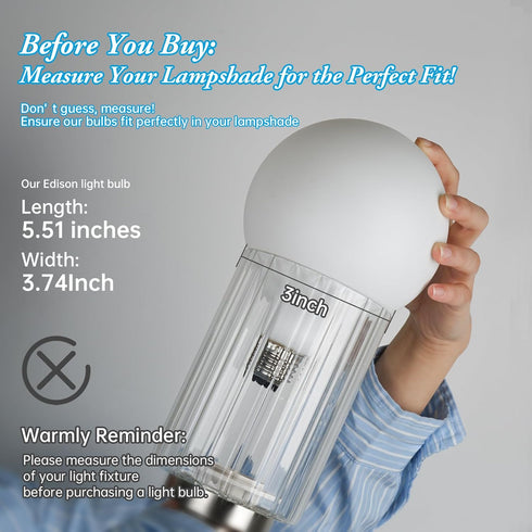 Frosted LED Globe Light Bulbs, 6W LED Light Bulb,Warm White 2700K 600LM E26 Standard Base Dimmable Edison Bulb, G30/G95 Vintage LED Edison Bulb, 2...