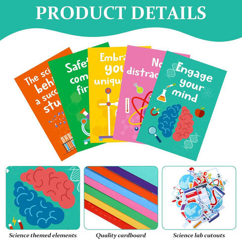 45 Pcs Science Classroom Decorations Wall Science Bulletin Board Set Science Cutouts Chemistry Scientist Posters Educational Material for Elementa...