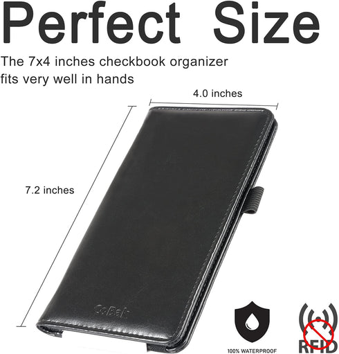 CoBak Premium Leather Checkbook Cover - RFID Blocking, Classic Design, Slim & Durable - Perfect for Personal & Business Checks...