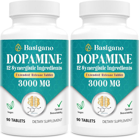 Natural Dopamine Supplement - Gluten-Free - 90 Tablets(Pack of 2)...