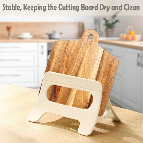 Adjustable Cutting Board Holder and Pot Lid Holder Rack for Countertop or Kitchen Cabinet...