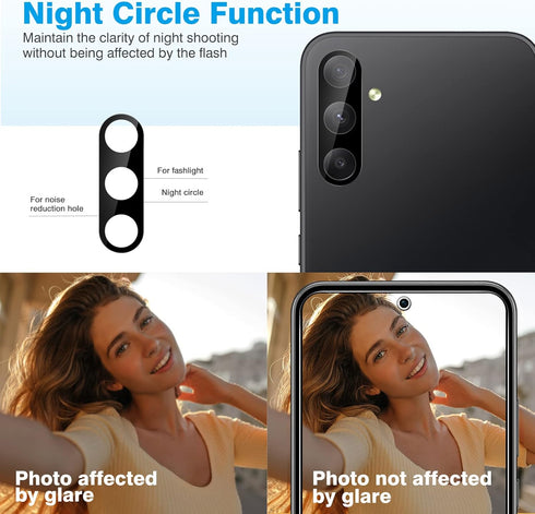 OMOTON 3+2 Pack Screen Protector for Samsung Galaxy A54 5G, 3 Pack Tempered Glass Screen Protector & 2 Pack Camera Lens Protector for Galaxy A54 2...