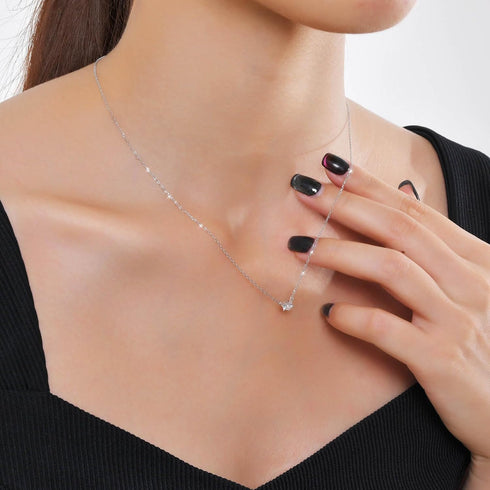 925 Sterling Silver Diamond Necklaces for Women, S925 Pure Silver Dainty Cubic Zirconia Necklace, Single Pendant Necklaces for Mom Girl Grandma Da...