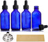 AOZITA 4 Pack, 2 oz Dropper Bottles with 1 Funnel & 4 Labels - 60ml Thick Dark Blue Glass Tincture Bottles with Eye Droppers - Leakproof Essential...