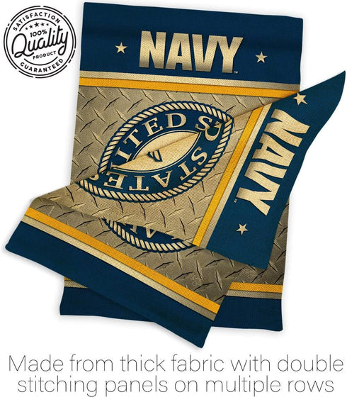 Breeze Decor US Navy Garden Flag Armed Forces USN Seabee United State American Military Veteran Retire Official House Banner Small Yard Double-Sid...