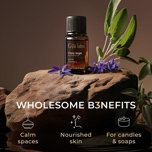 Gya Labs Clary Sage Essential Oil Provides a Soothing Aroma for Relaxation - Clary Sage Oil Essential Oil for Hair Nourishes and Strengthens - 0.3...