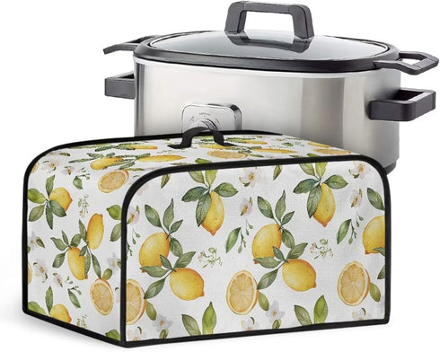 Crock for Pot Cover 6-8 qt Yellow Lemon Slow Cooker Dust Cover with Pocket for Accessories Keep Slow Cooker Free From Dust...
