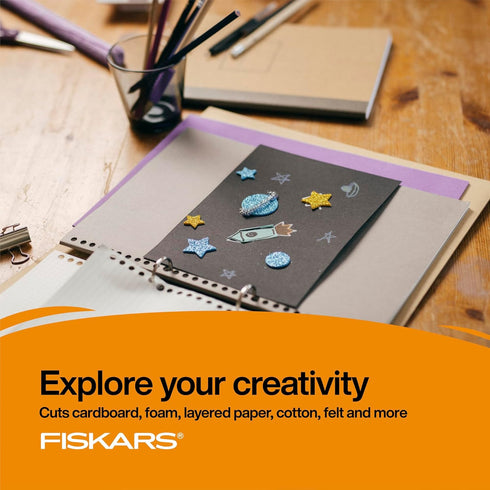 Fiskars 7" SoftGrip Left-Handed Student Glitter Scissors for Kids 12+ - Left-Handed Scissors for School or Crafting - Back to School Supplies - Bl...