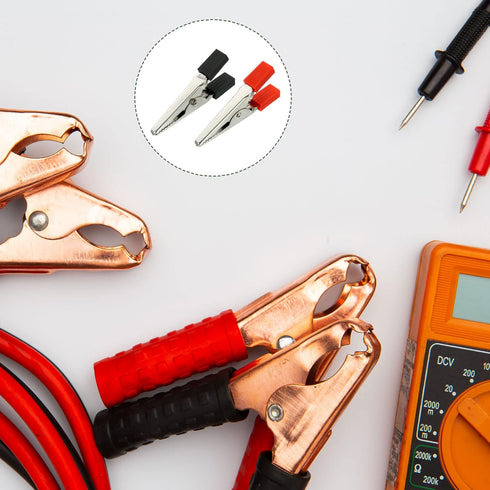 YOKIVE 4 Pair Alligator Clips, Laboratory Test Probe | Connecting Wires, Great for Electric Test (Black, Red, Silver, 2 -Inch)...