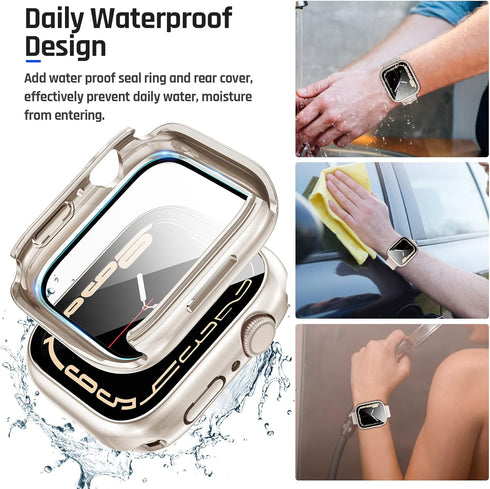 Goton 2 in 1 Waterproof Case for Apple Watch Screen Protector 40mm SE 2nd Gen Series 6 5 4, 360 Protective Glass Face Cover Hard Bumper + Back Fra...