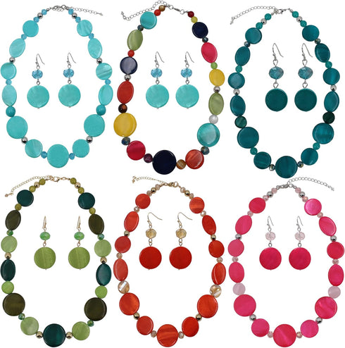 Jules D.Chunky Beads Necklace Colorful Shell Necklace Fashion Statement Necklace Set for Women Gifts...