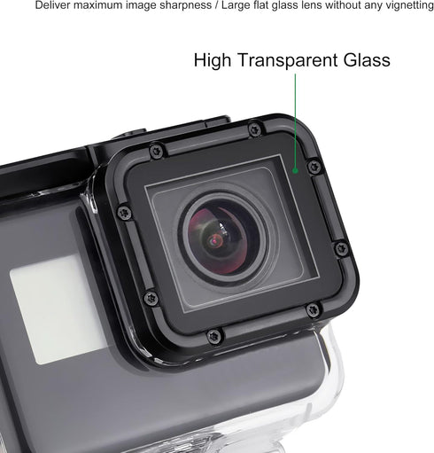Waterproof Housing Case with Diving Filters for GoPro Hero 5 6 7 Black Hero (2018) Cameras - 45M Underwater Diving Housing Shell with Red/Light Re...