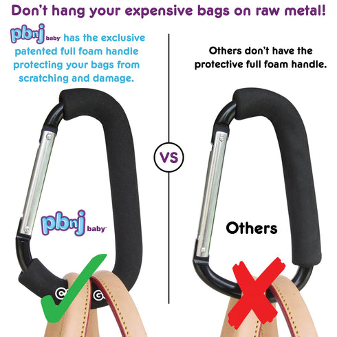 Stroller Hooks for Hanging Diaper Bags - Mommy Stroller Clip and Stroller Accessories Organizer Hook - Large Carabiner Clips for Mom Purse Shoppin...