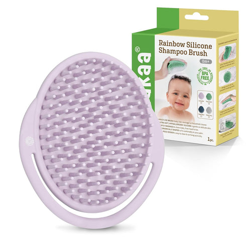 haakaa Silicone Shampoo Brush - Cradle Cap Brush Comb - Baby Hair Scrubber - Scalp Massager for Newborns & Toddlers - 1pk-Lavender...