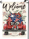 Welcome Patriotic 4th of July Truck Garden Flag 12x18 Inch Double Sided Farmhouse Yard Outdoor Decoration(B)...