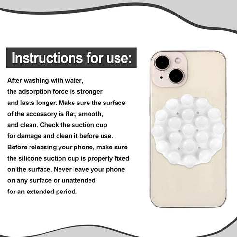 Double Sided Suction Phone Mount, Round Silicone Suction Cup Phone Holder Multifunctional Suction Phone Case Self-Adhesive Phone Sticky Grip for M...