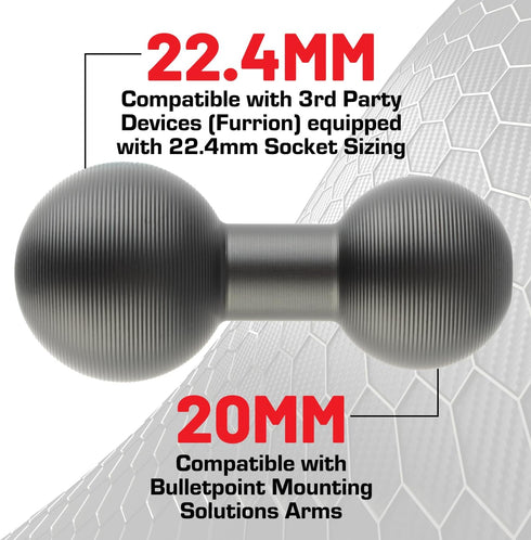 Bulletpoint Aluminum 20mm Ball to 22.4mm Ball Mount Extension Connector for Mounting Arms Compatible with Furrion Backup Cameras & other Devices w...