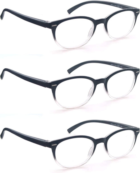 Black Reading Glasses Women Cute Small Round Readers +2.25 for Small Head/Petite Face,Lightweight Cheaters Reading Glasses w/Comfortable Spring Hi...