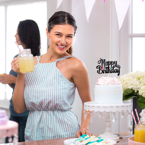 Happy Birthday 90's Throwback Cake Topper - Totally 1990s Party Cake Supplies - 90's Decade Throwback Party Favors Decorations...