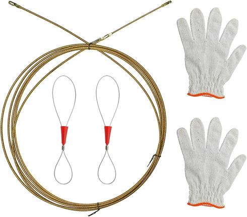 1 Set 16ft/5m Wire Threader, Fish Tape Fastener, Wire Pulling Tool, Electrician Wire Threader for Right Angle Conduit, Wall Channel and Floor Cond...