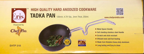 Eris Hard Anodized Mini Fry Pan/Tadka Pan, Black, 4.75"...