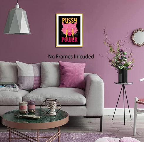 Aesthetic Poster Preppy Room Decor, Cat Canvas Wall Art, Female Power Art Painting, Lightning Art Print for Teen Girls Bedroom College Dorm Room D...