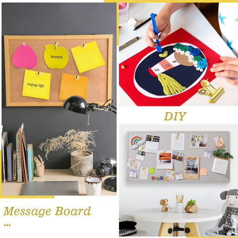 310 Pcs Gold Push Pins Set, Gold Thumb Tacks Decorative Push Pins for Cork Board with Push Pin Hook Pushpin Clip 5 Style Gold Office Accessories f...