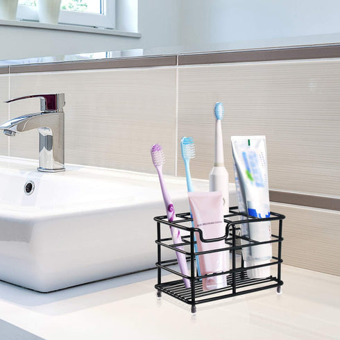 HYRIXDIRECT Toothbrush Holders for Bathrooms Stainless Steel Rustproof Electric Toothbrush Holder Toothpaste Organizer Tooth Brush Storage Stand...