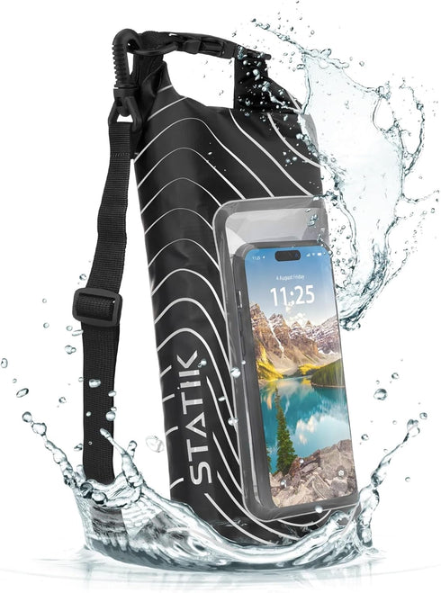Statik MarCase Waterproof Dry Bag 2L - IPX8 Roll Top Small Waterproof Bag, Touchscreen Phone Window & Light Reflective Stripes, Boating & Kayak Ac...