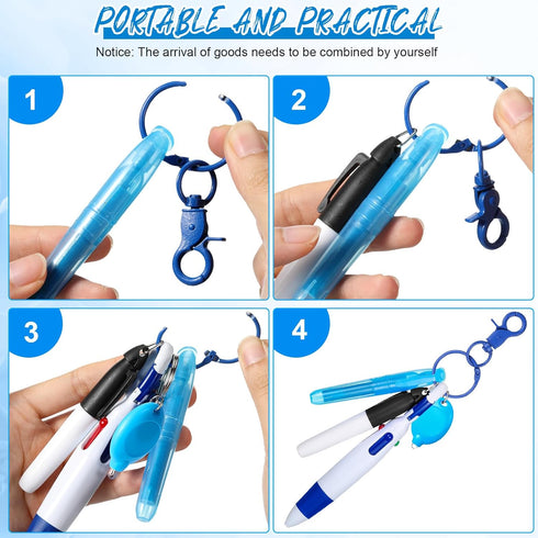 30 Pieces Badge Reel Pen Retractable Shuttle Pens Clip with Mini Highlighter Nurse Pens Neon Marker Pen LED Keychain Flashlight Key Ring Nursing K...