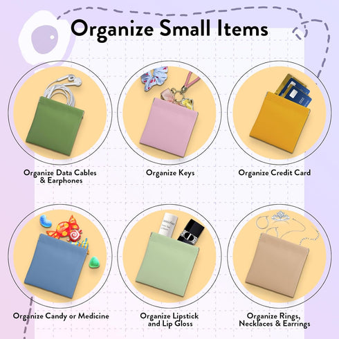 3PCS Small Makeup Bag for Purse, New Thicken Waterproof Leather Purse Organizers for Inside Purse, Snap Closure Organizer Pouch for Cosmetics Jewe...