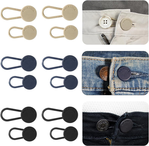 12Pcs Button Extenders for Jeans, Pants Waist Button Extender for Women Men, 3 Colors Pant Waistband Expander, RichLuck Instant Jeans Waist Extens...