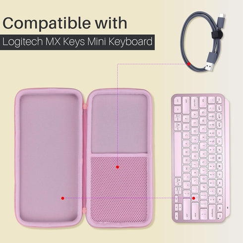 Hard Carry Case Compatible with Logitech MX Keys Mini Minimalist Wireless Illuminated Keyboard (Rose Case)...