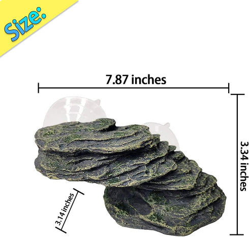 kathson Turtle Basking Platform with Suction Cup Tortoise Climbing Rest Terrace Resin Step Decoration Reptile Habitat Rock Decor for Frogs,Lizards...
