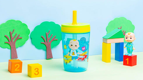 Zak Designs 15oz Cocomelon Kelso Tumbler Set, Leak-Proof Screw-On Lid with Straw Made of Durable Plastic and Silicone, Perfect Bundle for Kids, 1 ...