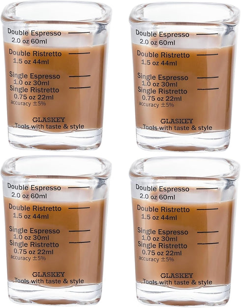 4 Pack Shot Glasses Measuring Cup,2oz Espresso Shot Glass,Liquid Heavy Glass Wine Glass,Measurement of Dry and Liquid Ingredients(Black)...