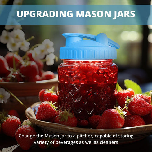 2 Pack Regular Mouth Flip Cap Mason Jar Lids for Mason Jars - Airtight Sealing, Leak-Proof Design, and Convenient Pouring Spout (Jars Sold Separat...