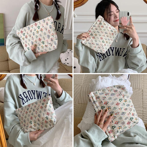 Aesthetic Makeup Bag Cute Cosmetic Bag for Women,Large Capacity Floral Makeup Organizer Bag,Travel Toiletry Bag Skincare Bag (Garden)...