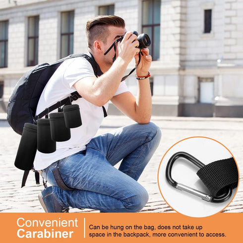 ARVOK Camera Lens Case, Water Resistant Protective Lens Pouch for DSLR Camera Lens, 4 Size Thick Camera Lens Bag for Nikon, Tamron, Sigma, Pentax,...