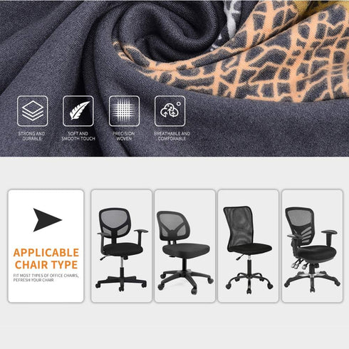 Printed Computer Office Chair Covers, Desk Chair Cover, Task Chair Slip Covers (Grey & Leaves)...