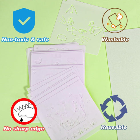 30pcs Baby Shower Stencils, Fabric Stencils for Clothes Phrases Animals Patterns Templates Baby Stencils for Painting Baby Shower Stencils for One...