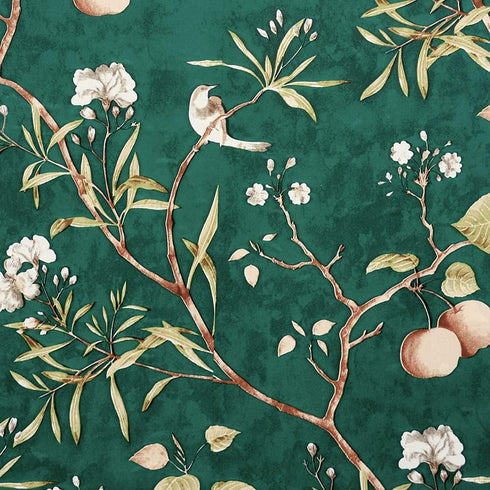 9452 Green Floral Peel and Stick Wallpaper Flower and Bird Removable Self Adhesive Contact Paper Vinyl Film Home Decoration and Furniture Renovati...