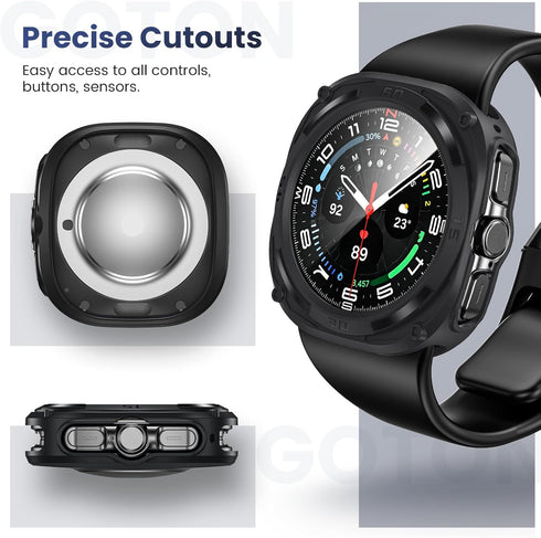 Goton Rugged Bezel Case for Samsung Galaxy Watch Ultra Screen Protector 47mm - Soft TPU Bumper Face Cover + 2 Tempered Glass Film for Galaxy Watch...