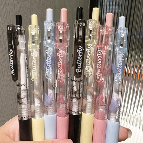 4 Pcs Cute Butterfly Retractable Pens Gel Pens Aesthetic Pens 0.5mm Black Writing Pen Office School Pens Women Girls Men Boy Pens (4Pcs Butterfly)...