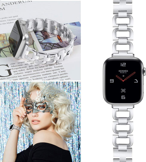 OULUCCI Stainless Steel Band Compatible with Apple Watch Band 38mm 40mm 41mm 42mm 44mm 45mm 46mm 49mm, Women Strap For Iwatch Series 10 9 8 7 6 5 ...