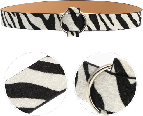 Women Leather Belt Zebra Printed Fashion Wide Waist Belt with Metal Buckle for Jeans Pants Women Girls Birthday...