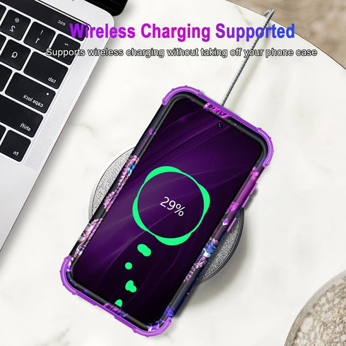 Miqala for Galaxy A55 5G/A35 5G Case,Glow in The Dark Three Layer Heavy Duty Shockproof Full Protection Hard Plastic Bumper+Soft Silicone Protecti...