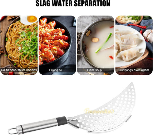 Framendino, Stainless Steel Crescent Pot Strainer Handle Strainer Pan Pot Strainer Colander for Noodles Vegetables Spaghetti...
