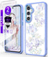 for Samsung Galaxy A35 5G Case+Tempered Glass Screen Protector,Military Grade Protective Slim Soft TPU & Hard PC,Girls Women Crystal Clear Flower ...